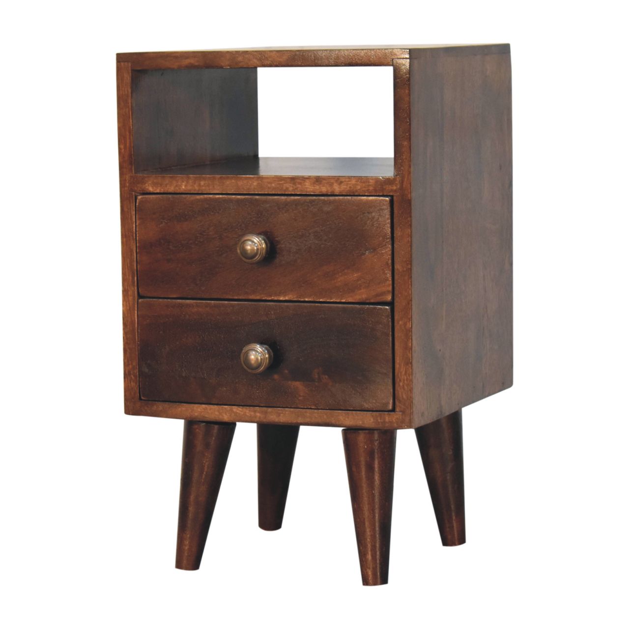 Walnut Storage Nightstand - Nora Lane Home furniture - Solid wood, Walnut finish - 15.75 x 15.75 x 17.72 in
