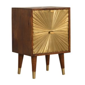 Brown Storage Nightstand - Nora Lane Home furniture - Solid wood, Metal accent - 19.69 x 17.72 x 19.69 in