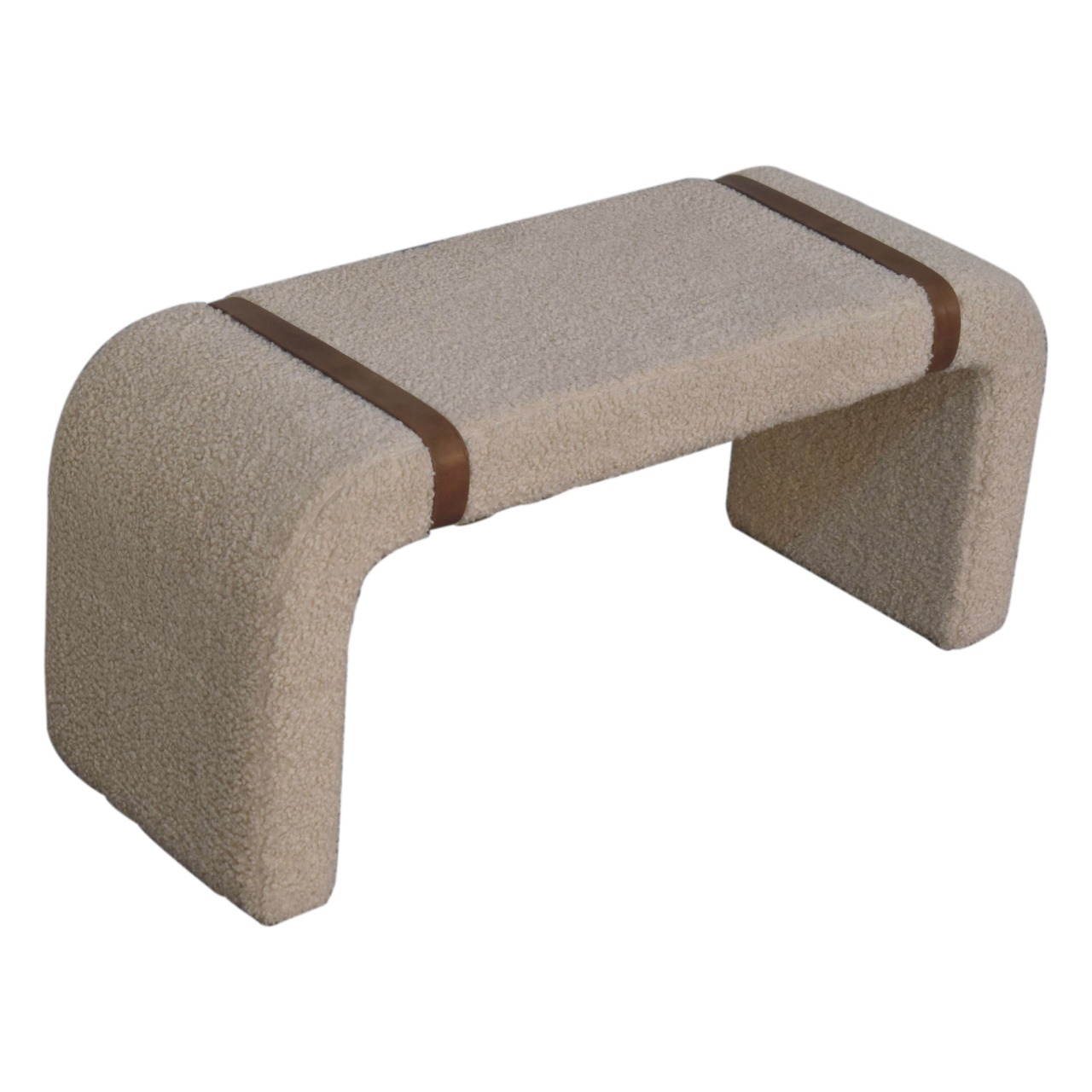 Brown Boucle Storage Bench - Nora Lane Home furniture - Solid wood - 39.37 x 17.72 x 21.26 in