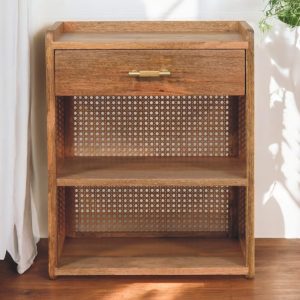 Brown Storage Nightstand - Nora Lane Home furniture - Solid wood - 17.72 x 21.65 x 25.59 in