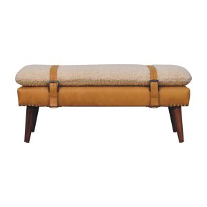 Brown Boucle Storage Bench - Nora Lane Home furniture - Solid wood, Upholstered - 17.72 x 39.37 x 9.84 in