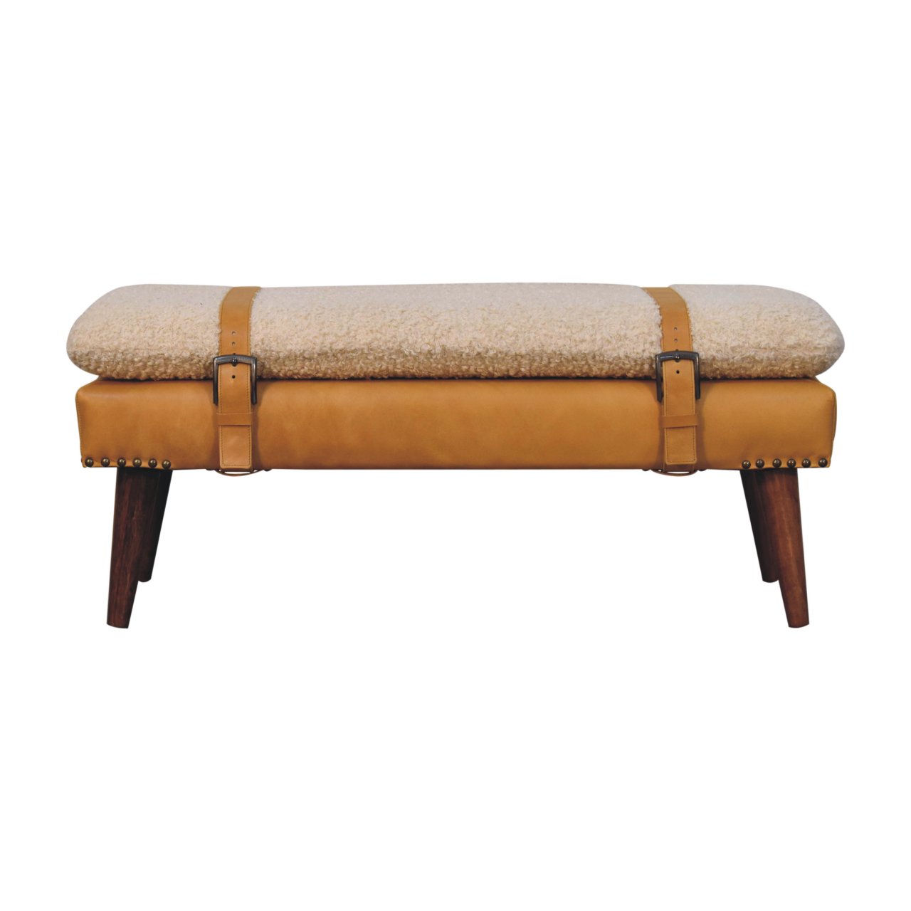 Brown Boucle Storage Bench - Nora Lane Home furniture - Solid wood, Upholstered - 17.72 x 39.37 x 9.84 in