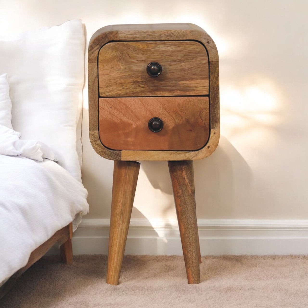 Natural Wood Storage Nightstand - Nora Lane Home furniture - Solid wood - 11.81 x 11.81 x 11.81 in