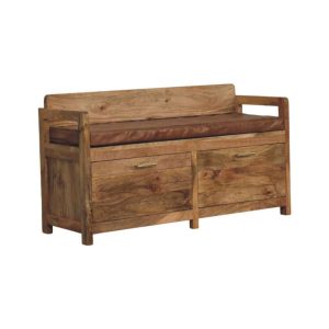 Natural Wood Storage Bench - Nora Lane Home furniture - Solid wood - 43 x 18 x 26 in