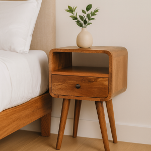 Natural Wood Storage Nightstand - Nora Lane Home furniture - Solid wood - 15.75 x 15.75 x 13.78 in