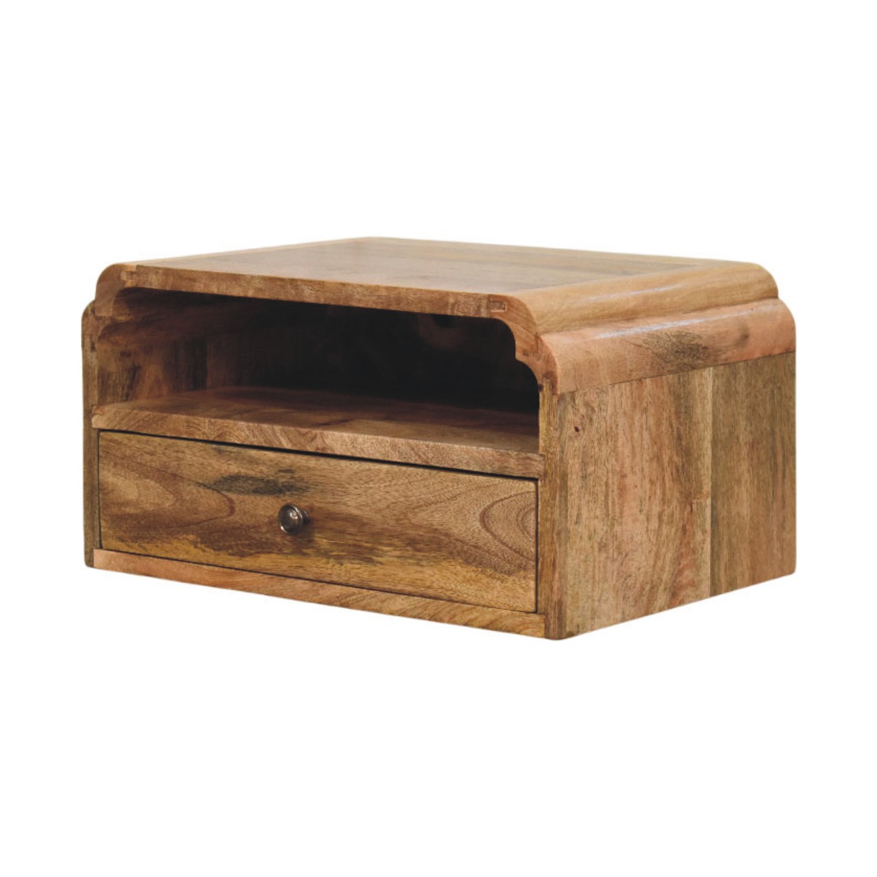 Beige Solid Wood Floating Nightstand - Nora Lane Home furniture - Solid wood - 21.65 x 16.54 x 13.39 in