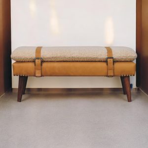 Brown Boucle Storage Bench