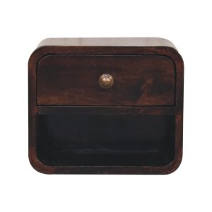 Walnut Storage Floating Nightstand - Nora Lane Home furniture - Solid wood, Walnut finish - 13.78 x 15.75 x 13.78 in