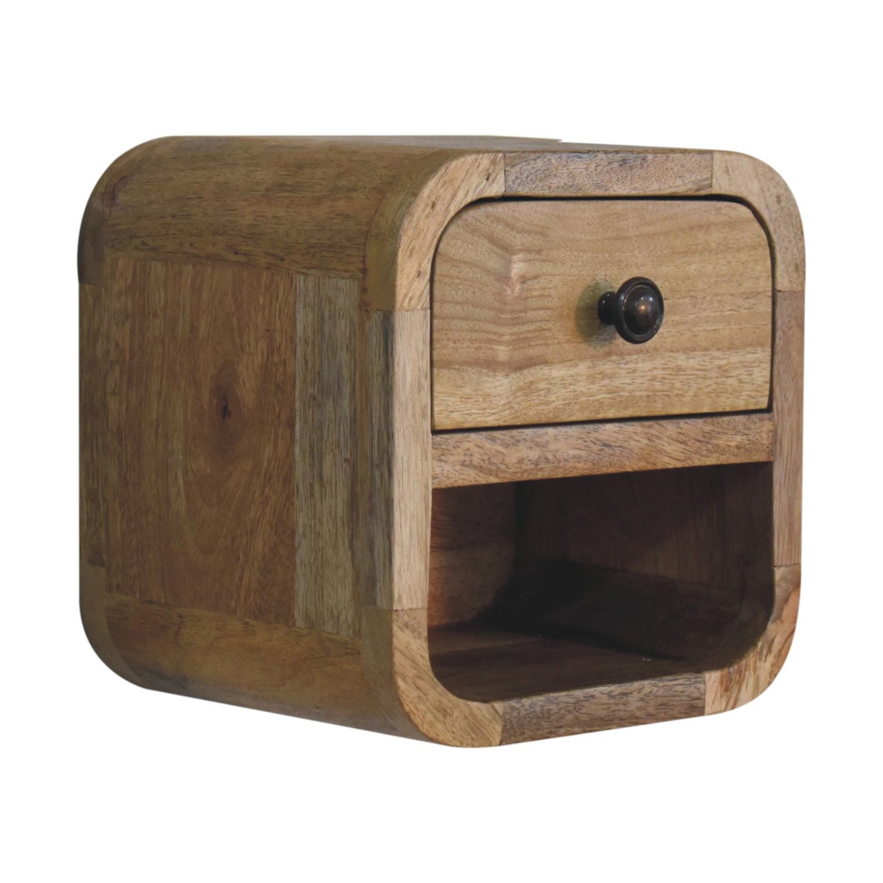 Natural Wood Storage Nightstand - Nora Lane Home furniture - Solid wood - 11.81 x 11.81 x 10.63 in