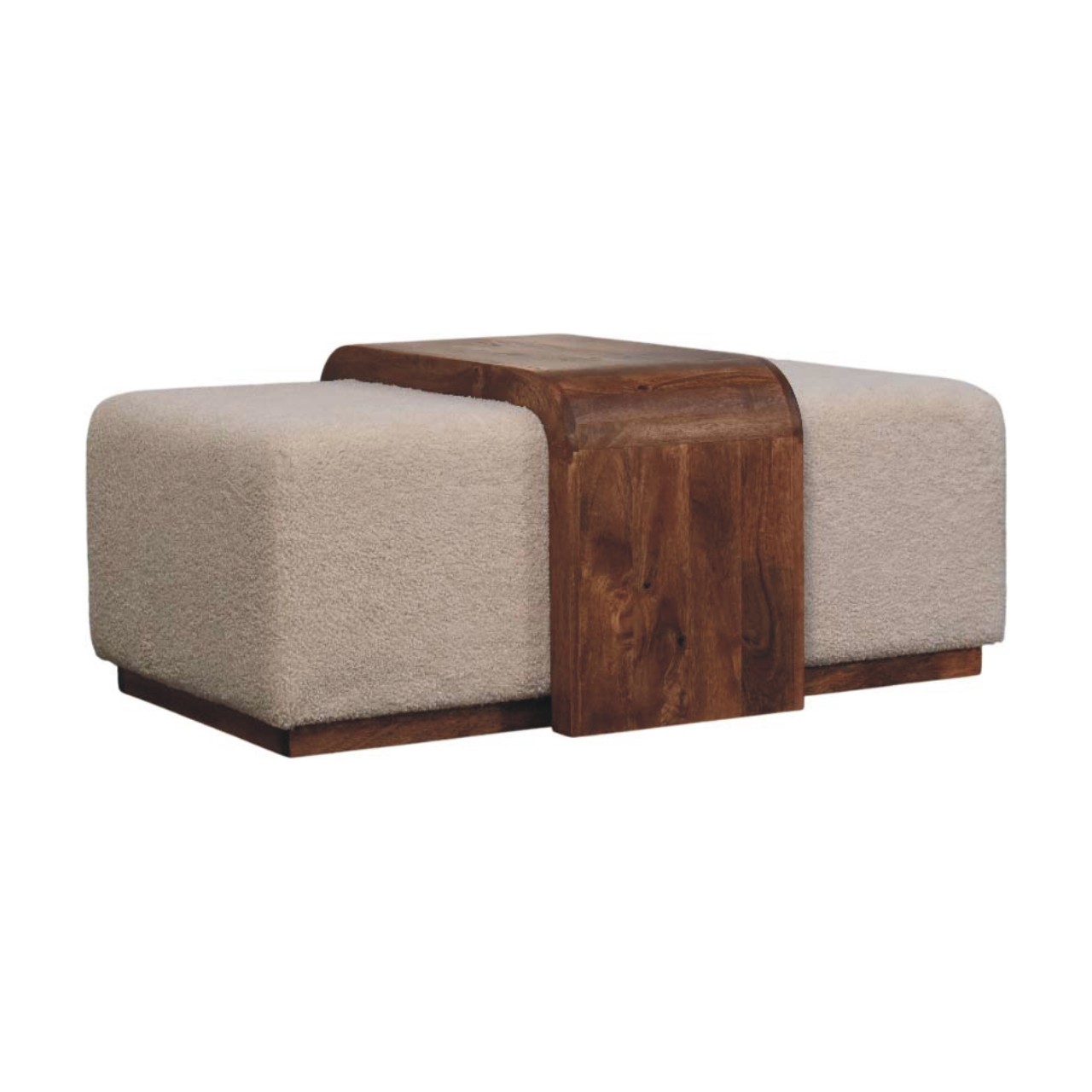 Brown Boucle Storage Bench - Nora Lane Home furniture - Solid wood - 33.5 x 47.2 x 21.7 in