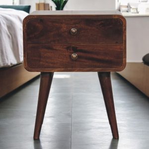 Walnut Storage Nightstand - Nora Lane Home furniture - Solid wood, Walnut finish - 15.75 x 19.68 x 14.96 in