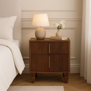Brown Storage Nightstand - Nora Lane Home furniture - Solid wood - 19.7 x 20.5 x 19.7 in