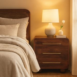 Brown Round Storage Cabinet - Nora Lane Home furniture - Solid wood - 15.7 x 25.6 x 23.6 in
