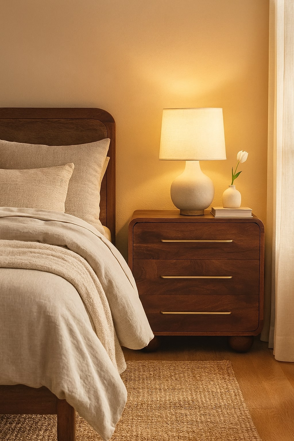 Brown Round Storage Cabinet - Nora Lane Home furniture - Solid wood - 15.7 x 25.6 x 23.6 in