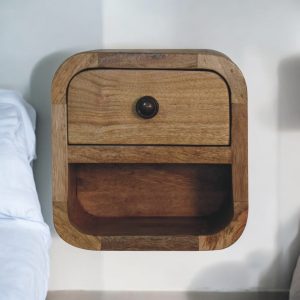 Natural Wood Storage Nightstand - Nora Lane Home furniture - Solid wood - 11.81 x 11.81 x 10.63 in