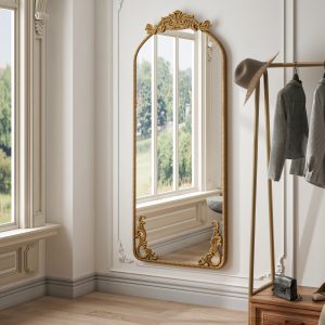 Bronze Wall Mirror - Nora Lane Home furniture - Metal accent, Glass detail - 62.8 x 27.36 x 3.54 in