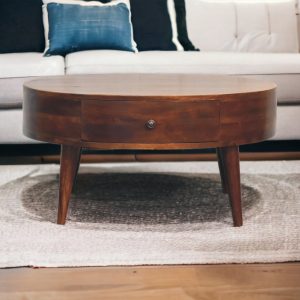 Brown Storage Coffee Table - Nora Lane Home furniture - Solid wood, Metal accent - 35.43 x 35.43 x 9.84 in