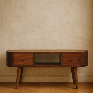 Brown Round Storage Cabinet - Nora Lane Home furniture - Solid wood - 43.3 x 15.7 x 10.6 in