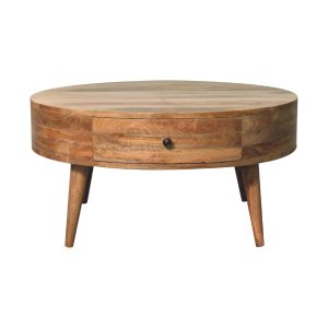 Natural Wood Storage Coffee Table - Nora Lane Home furniture - Solid wood, Metal accent - 35.43 x 35.43 x 9.84 in
