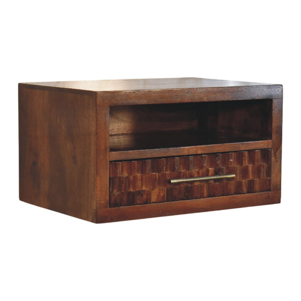 Brown Storage Nightstand - Nora Lane Home furniture - Solid wood - 21.65 x 13.78 x 16.54 in