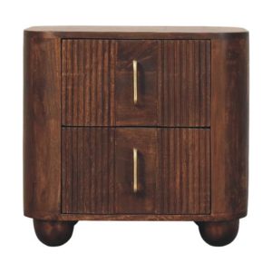 Brown Textured Storage Nightstand - Nora Lane Home furniture - Solid wood, Walnut finish - 19.7 x 25.6 x 21.7 in