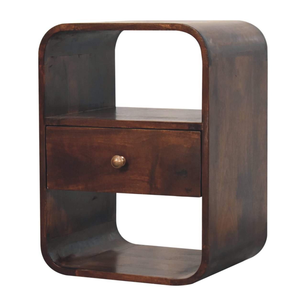Walnut Storage Nightstand - Nora Lane Home furniture - Solid wood, Walnut finish - 17.72 x 19.69 x 25.59 in