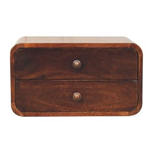 Walnut Storage Floating Nightstand - Nora Lane Home furniture - Solid wood, Walnut finish - 16.54 x 21.65 x 13.78 in
