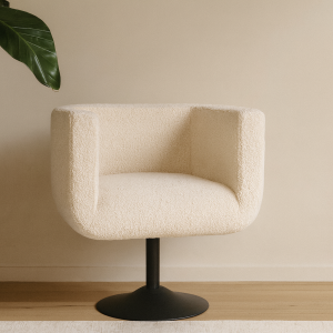 Black Boucle Swivel Chairs & Accent Seating - Nora Lane Home furniture - 29.53 x 25.59 x 23.62 in