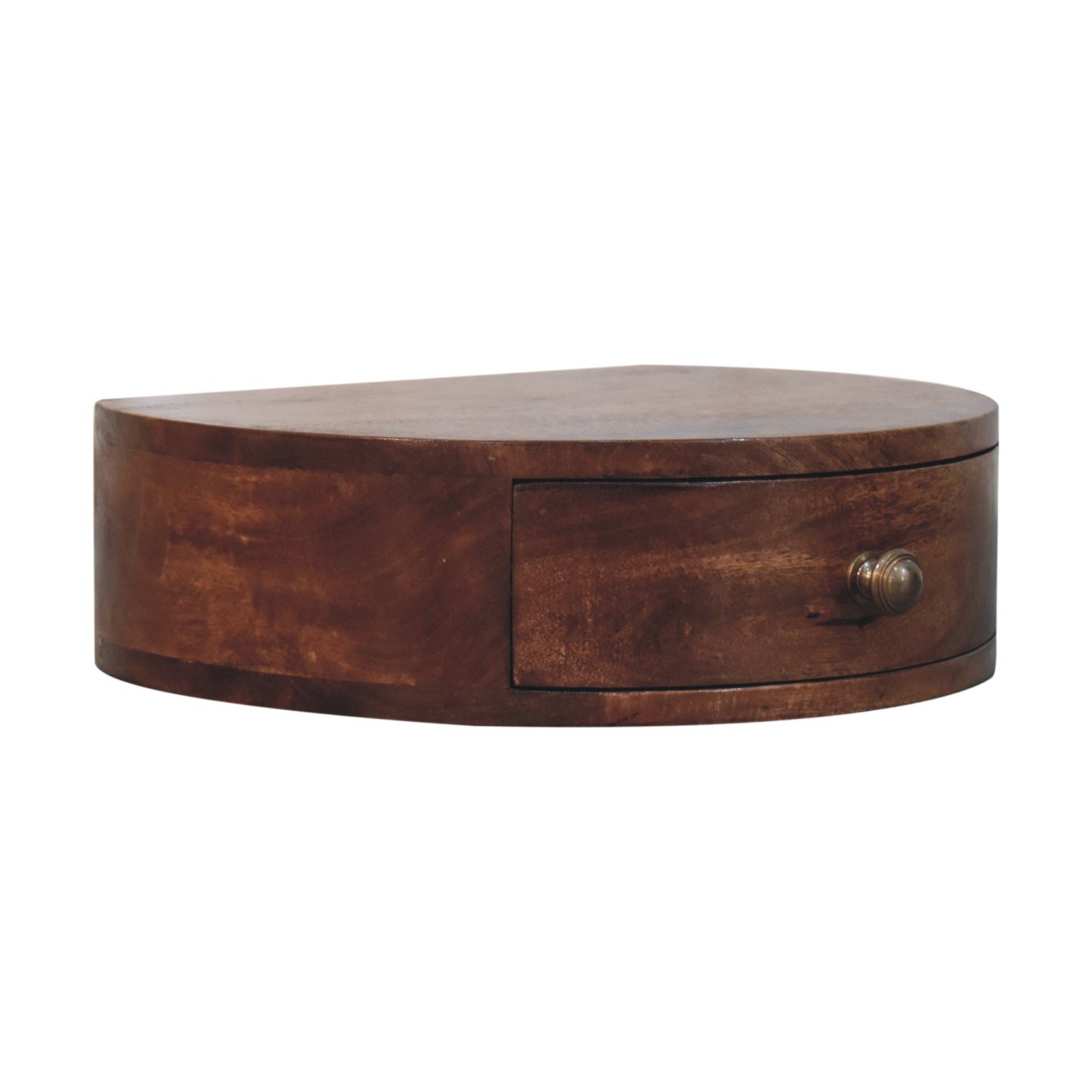 Brown Round Storage Floating Nightstand - Nora Lane Home furniture - Solid wood - 16.14 x 19.69 x 8.27 in