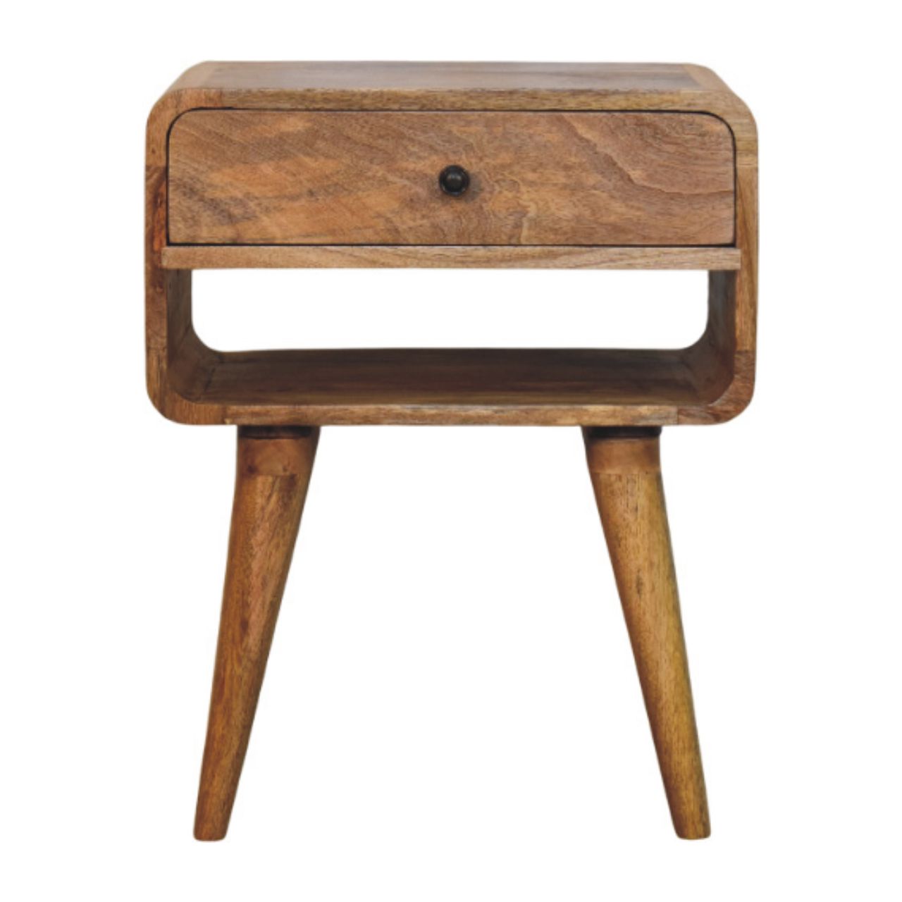 Natural Wood Storage Nightstand - Nora Lane Home furniture - Solid wood, Metal accent - 21.45 x 17.55 x 13.65 in