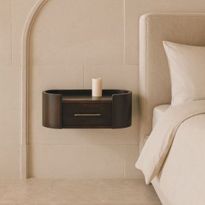 Brown Storage Nightstand - Nora Lane Home furniture - Solid wood, Upholstered - 23.62 x 13.78 x 11.81 in