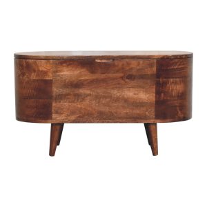 Brown Round Bedroom Storage - Nora Lane Home furniture - Solid wood - 17.72 x 35.43 x 15.75 in