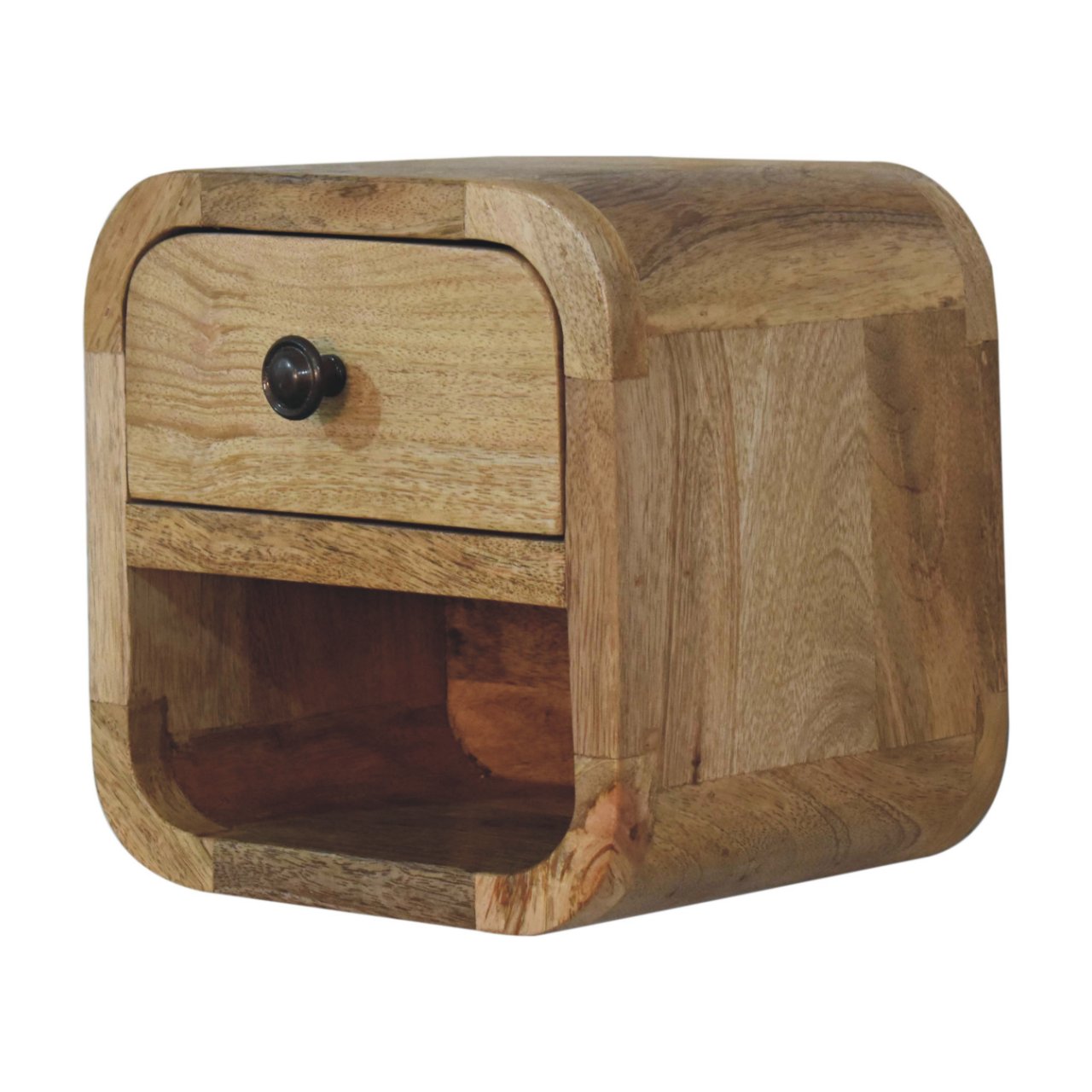 Natural Wood Storage Nightstand - Nora Lane Home furniture - Solid wood - 11.81 x 11.81 x 10.63 in