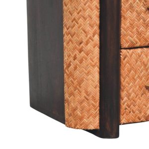 Rattan Solid Wood Storage Nightstand - Nora Lane Home furniture - Solid wood, Rattan detail - 19.7 x 23.6 x 27.6 in