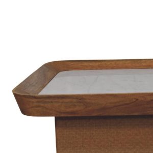 Brown Coffee Table - Nora Lane Home furniture - Solid wood, Marble detail - 28 x 28 x 20 in