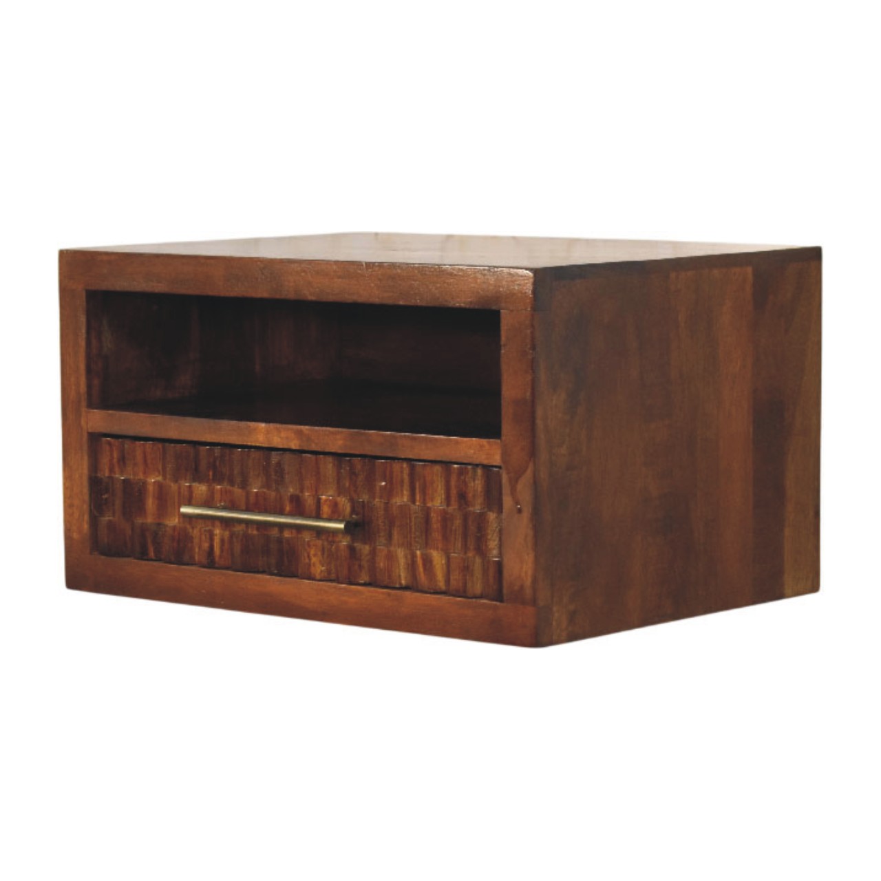 Brown Storage Nightstand - Nora Lane Home furniture - Solid wood - 21.65 x 13.78 x 16.54 in