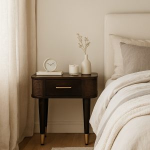 Brown Storage Nightstand - Nora Lane Home furniture - Solid wood - 17.7 x 25.6 x 13.8 in