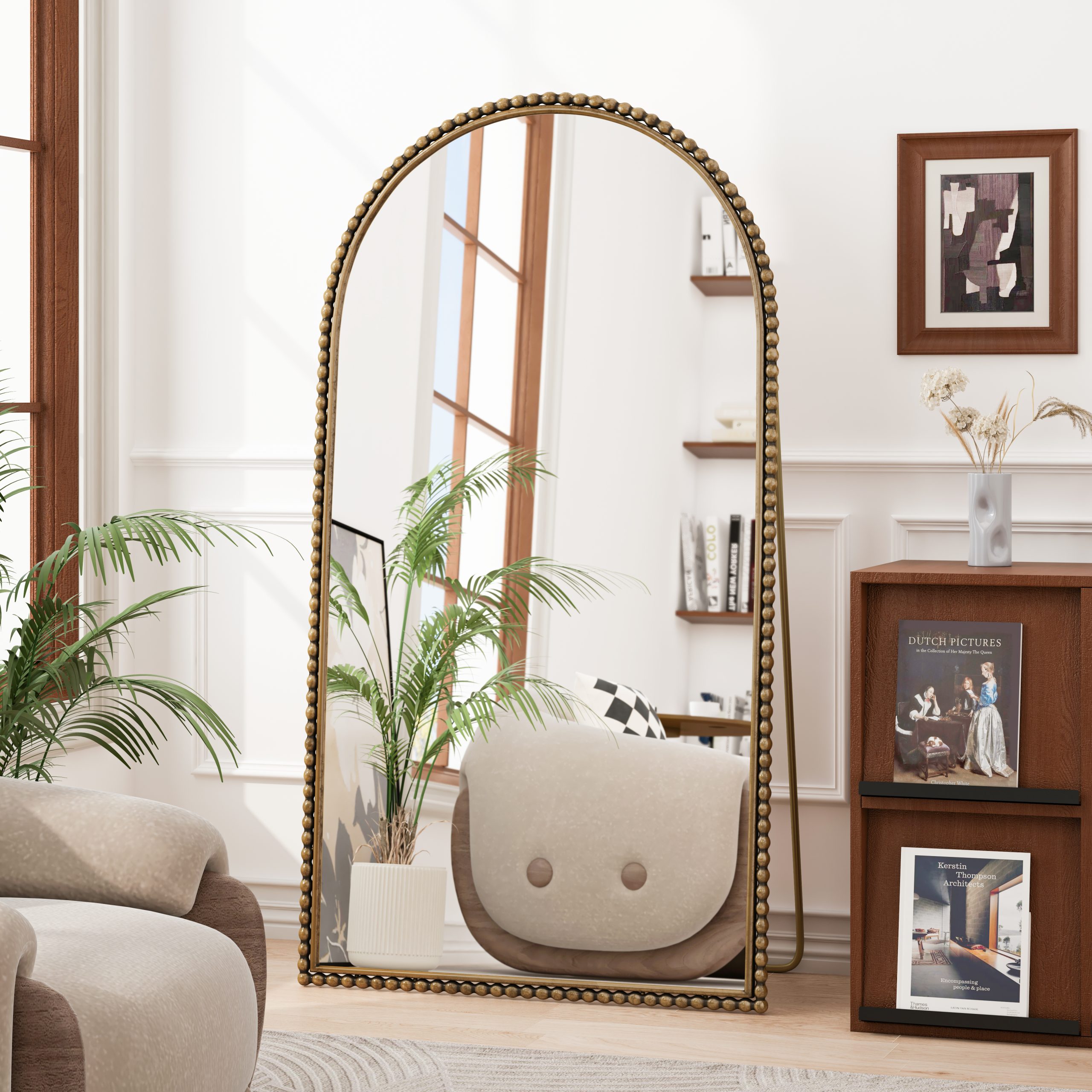 Gold Wall Mirror - Nora Lane Home furniture - Metal accent - 69.29 x 40.35 x 4.33 in