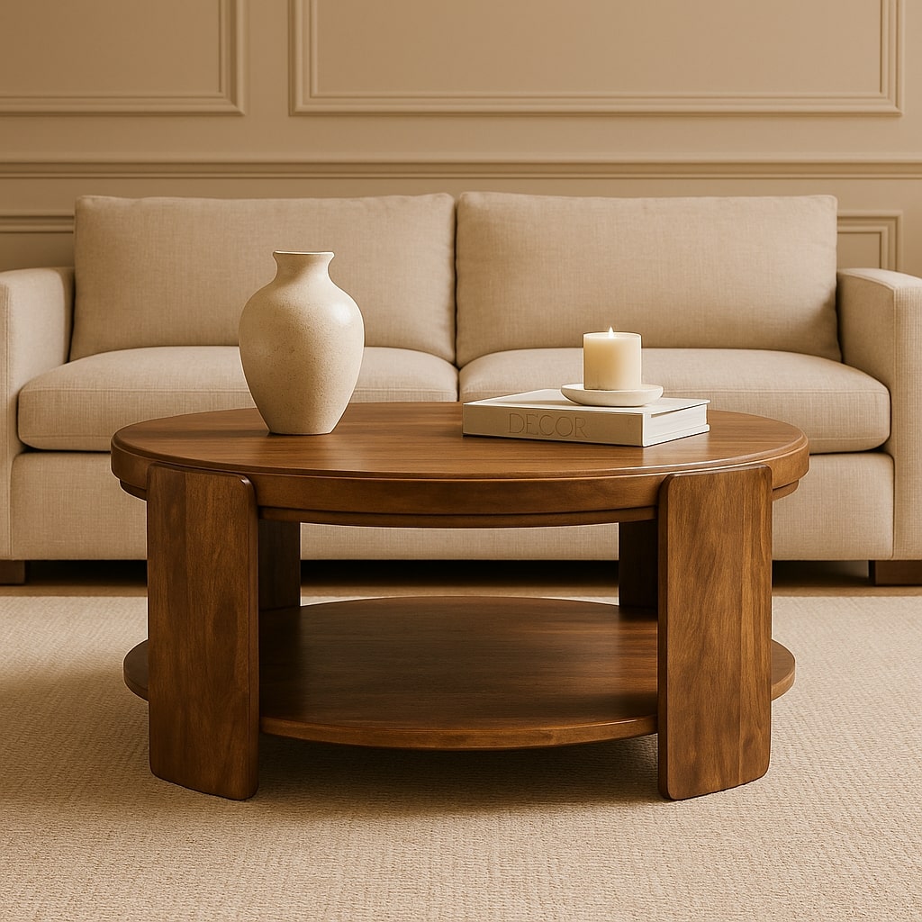 Brown Coffee Table - Nora Lane Home furniture - Solid wood - 37.4 x 37.4 x 20.47 in