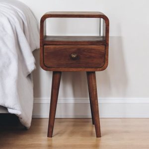 Brown Storage Nightstand - Nora Lane Home furniture - Solid wood, Walnut finish - 15.75 x 15.75 x 13.78 in