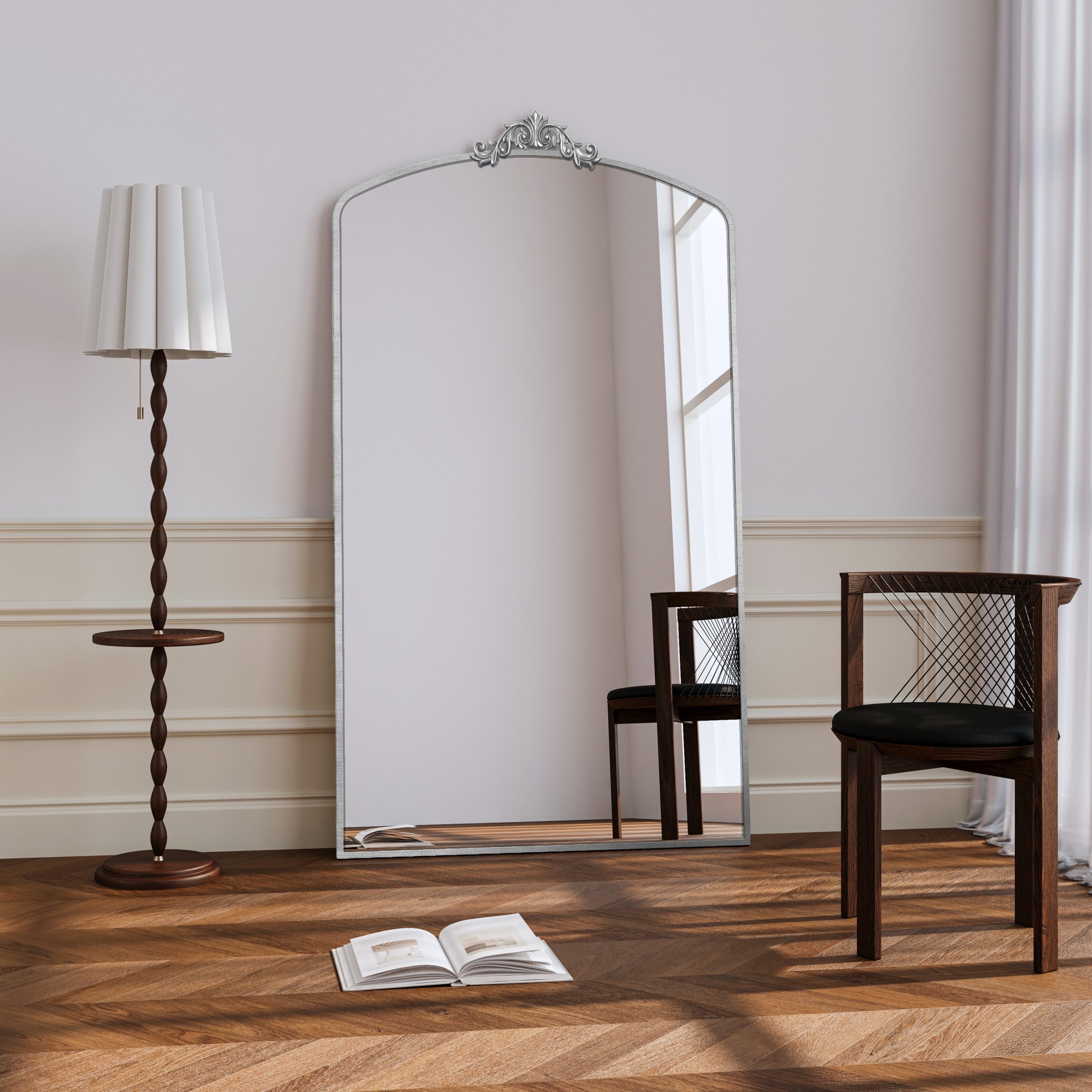 Antique Silver Wall Mirror - Nora Lane Home furniture - Metal accent - 68.11 x 3.15 x 40.16 in