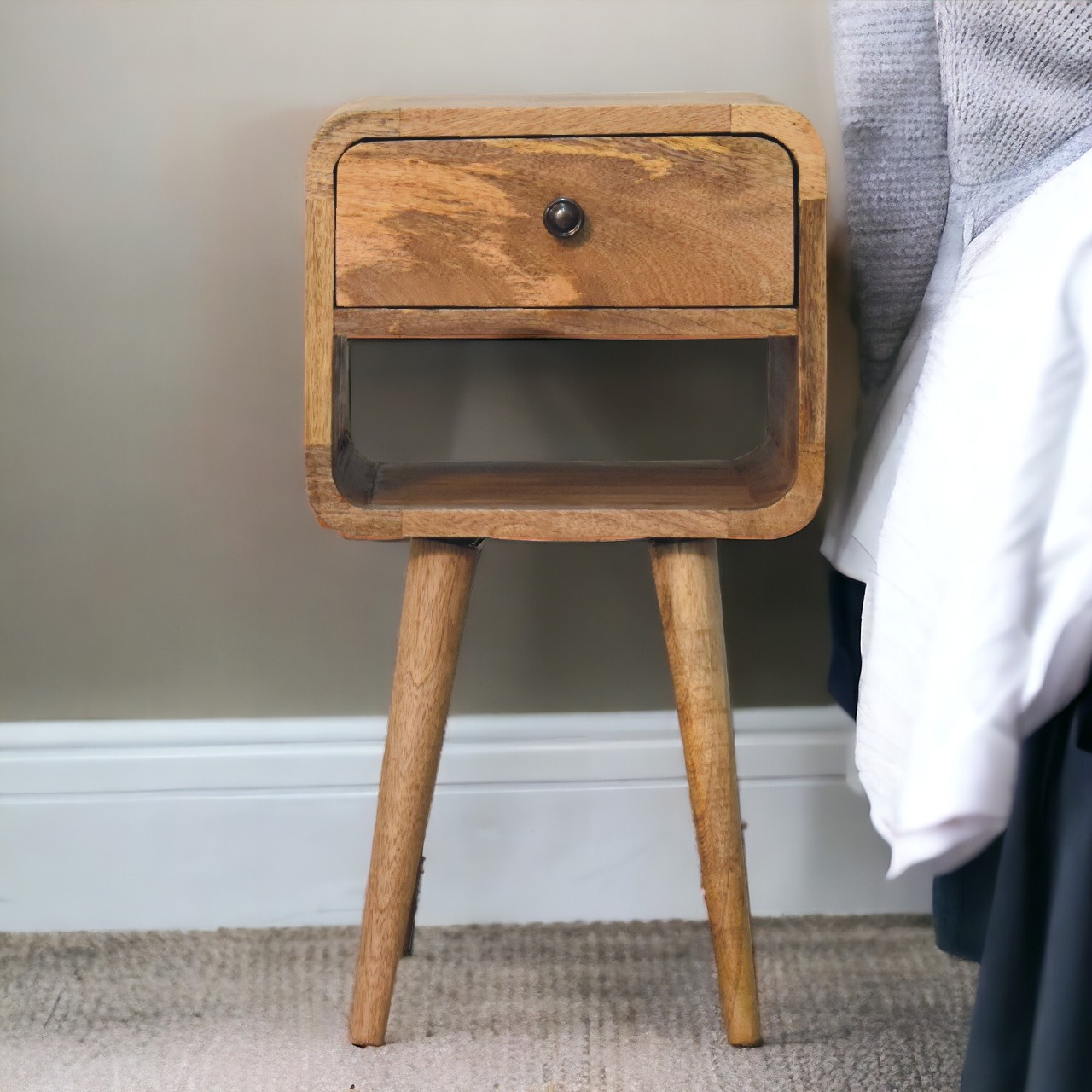 Natural Wood Storage Nightstand - Nora Lane Home furniture - Solid wood - 15.75 x 15.75 x 13.78 in