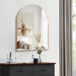 Gold Wall Mirror - Nora Lane Home furniture - Metal accent, Glass detail - 42.1 x 32.08 x 1.61 in