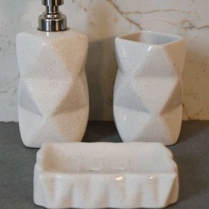 Brown Marble Bathroom Accessories - Nora Lane Home furniture - Marble detail - 11.81 x 11.81 x 9.84 in