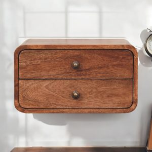 Brown Storage Floating Nightstand