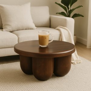 Brown Coffee Table - Nora Lane Home furniture - Solid wood - 35.43 x 35.43 x 18.11 in