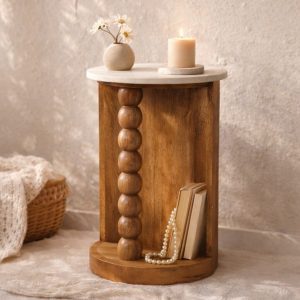Brown Tables - Nora Lane Home furniture - Solid wood, Marble detail - 20 x 20 x 27 in