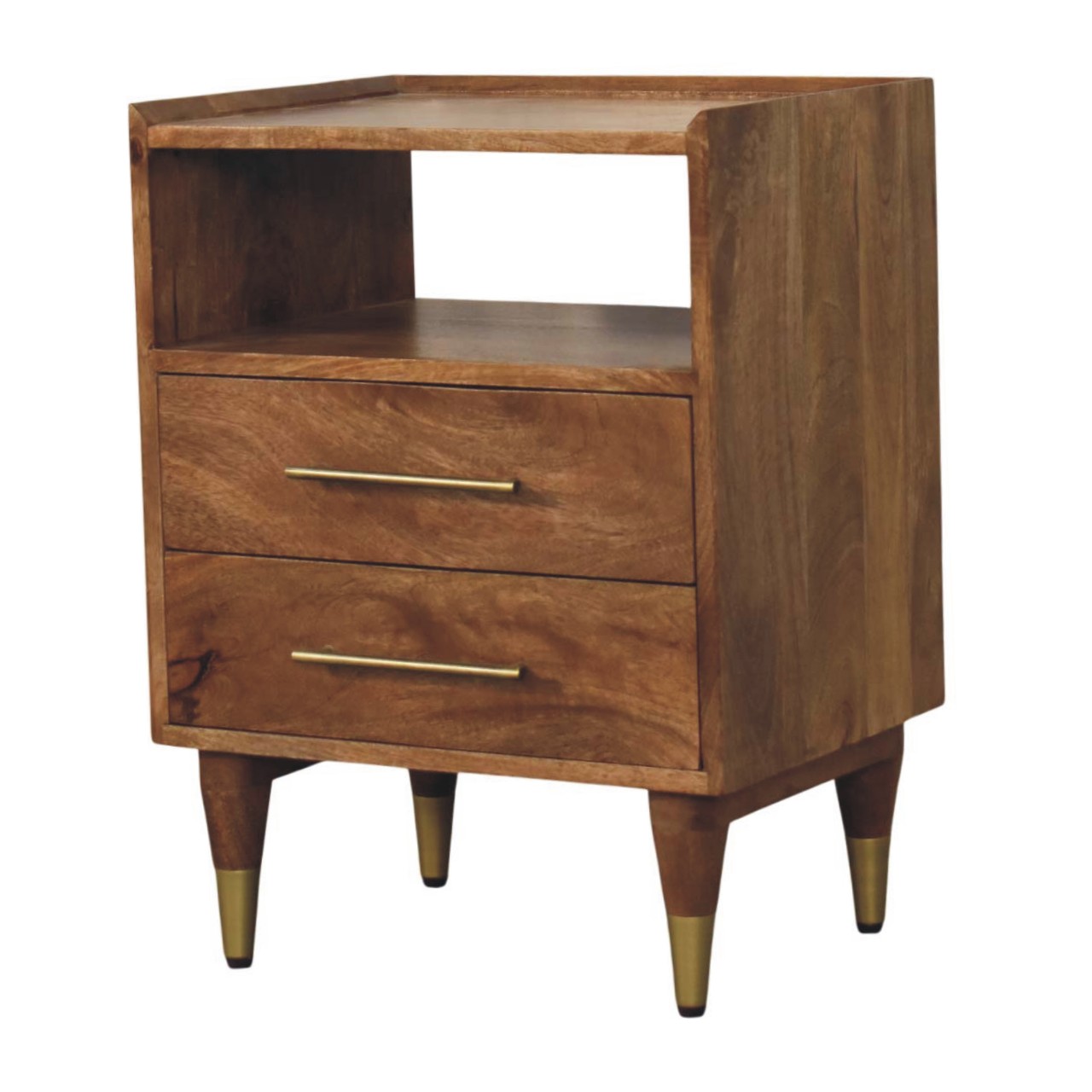 Brown Storage Nightstand - Nora Lane Home furniture - Solid wood - 21.65 x 17.72 x 21.65 in