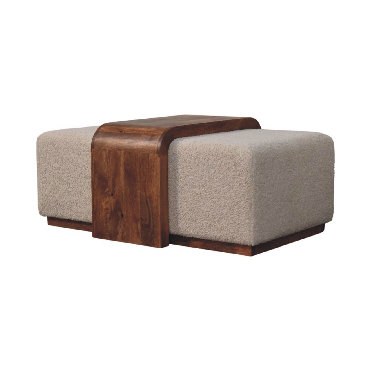 Brown Boucle Storage Bench - Nora Lane Home furniture - Solid wood - 33.5 x 47.2 x 21.7 in