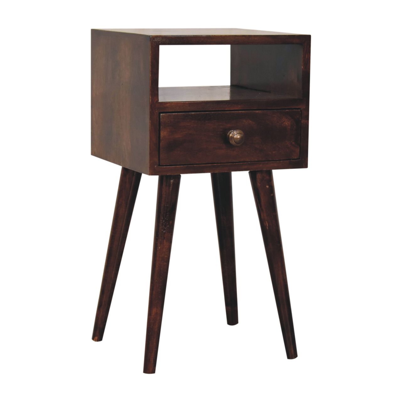 Walnut Storage Nightstand - Nora Lane Home furniture - Solid wood, Walnut finish - 15.75 x 15.75 x 12.99 in